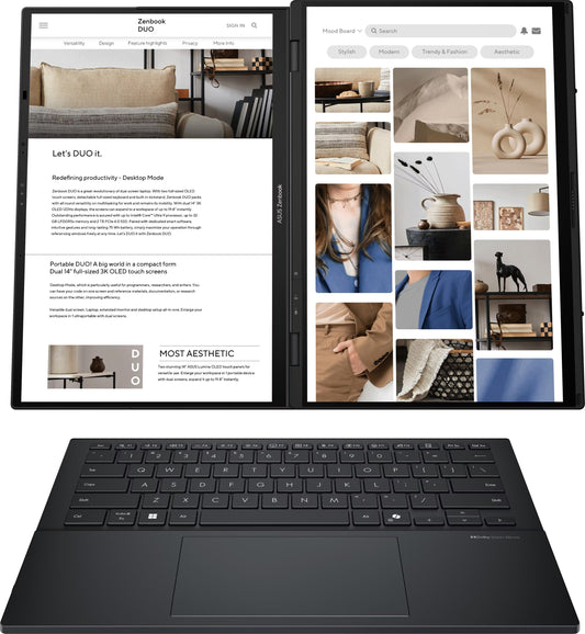 ASUS Zenbook Duo UX8406CA mit zwei OLED Touchscreens, Intel Core Ultra 9 und 32 GB RAM