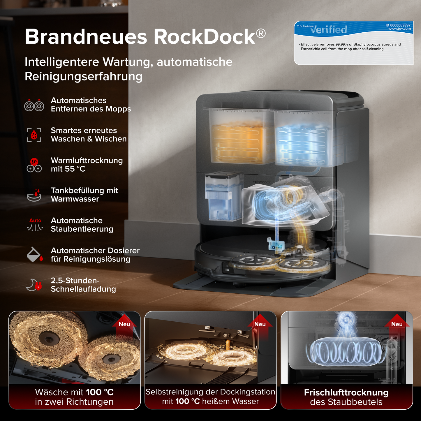 Roborock Saros 20 – AdaptiLift Chassis 3.0 für die reibungslose Überwindung von Schwellen, mit einer Saugkraft von 36.000 Pa