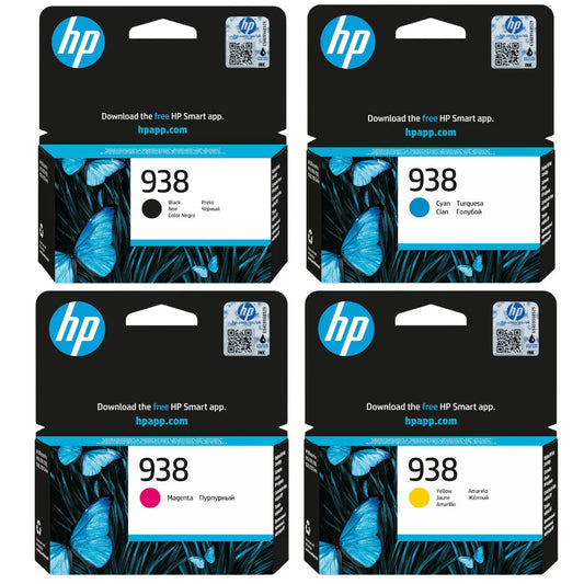 HP 938 Original Druckerpatronen-Set mit Schwarz, Cyan, Magenta und Gelb für HP OfficeJet Pro Drucker