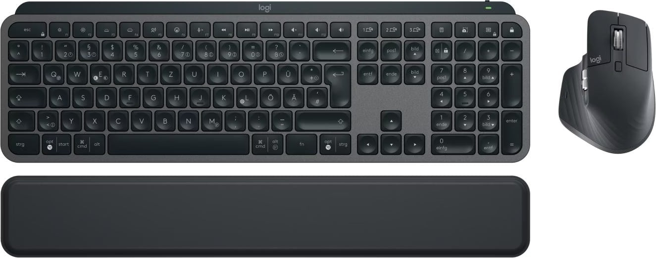Logitech MX Keys S Combo mit MX Master 3S Maus und ergonomischer Handballenauflage