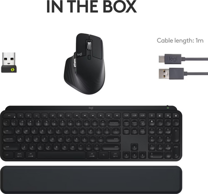 Logitech MX Keys S Combo mit MX Master 3S Maus und ergonomischer Handballenauflage