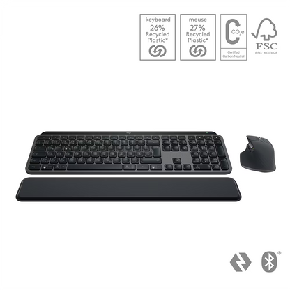 Logitech MX Keys S Combo mit MX Master 3S Maus und ergonomischer Handballenauflage