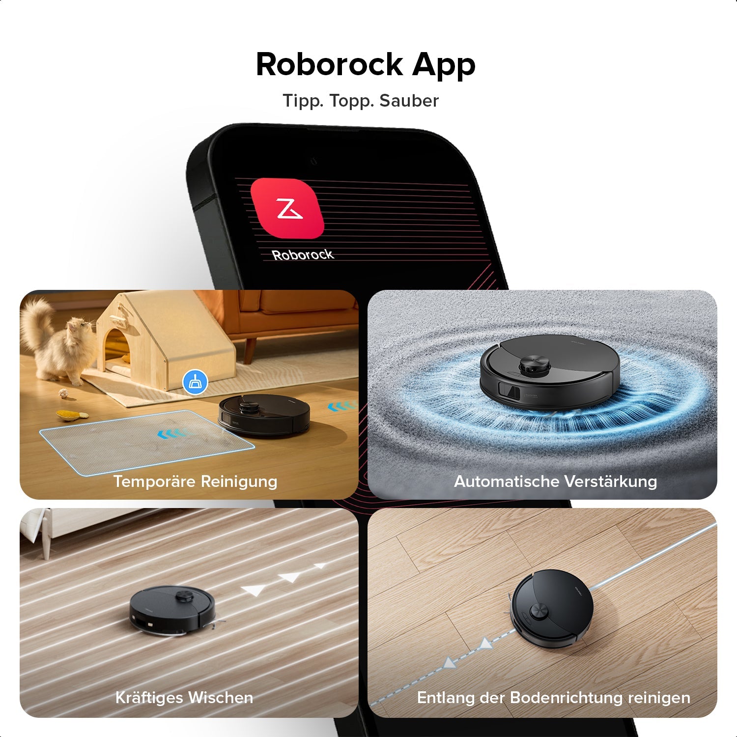 Roborock Q10 S5 Set Saug- und Wischroboter mit zusätzlichem Wischtuch für die automatische Bodenreinigung
