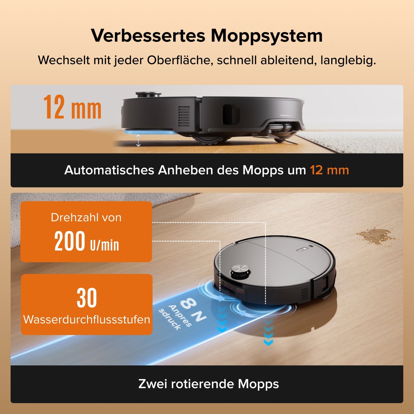 Roborock Qrevo Edge 2 Saug- und Wischroboter mit 25000 Pa HyperForce Saugkraft