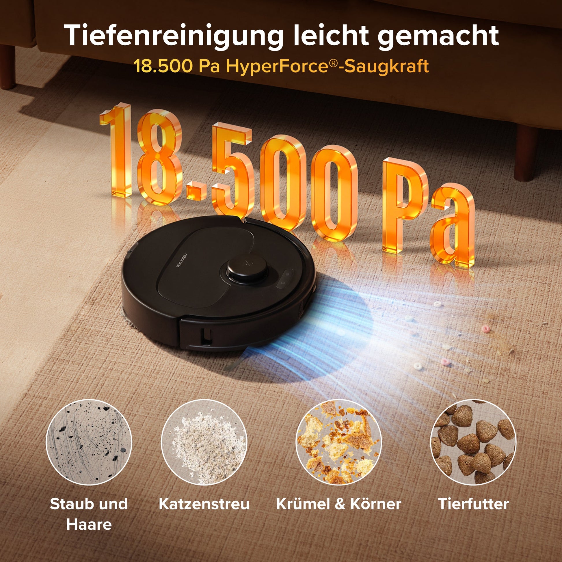 Roborock Qrevo S Pro Saug- und Wischroboter mit 18500 Pa Saugkraft und Multifunktions-Dockingstation