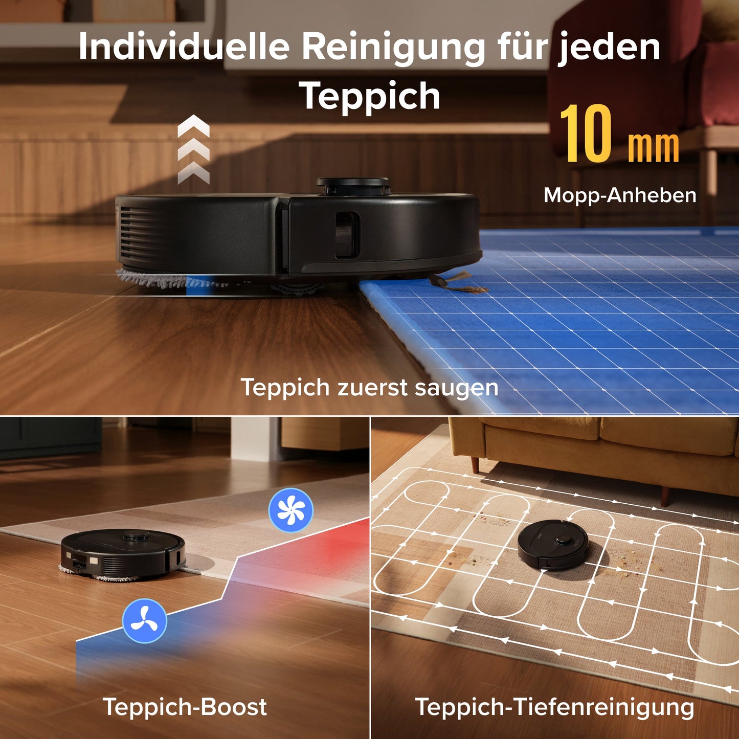 Roborock Qrevo S Pro Saug- und Wischroboter mit 18500 Pa Saugkraft und Multifunktions-Dockingstation