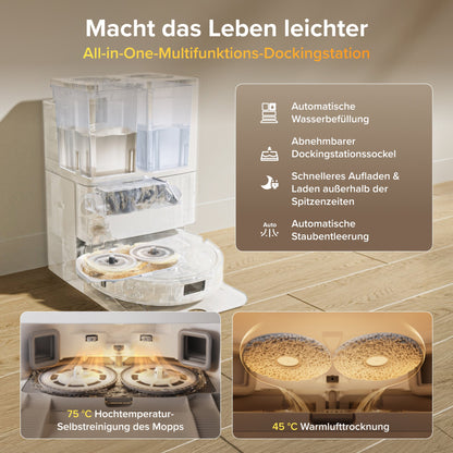 Roborock Qrevo S Pro Saug- und Wischroboter mit 18500 Pa Saugkraft und Multifunktions-Dockingstation