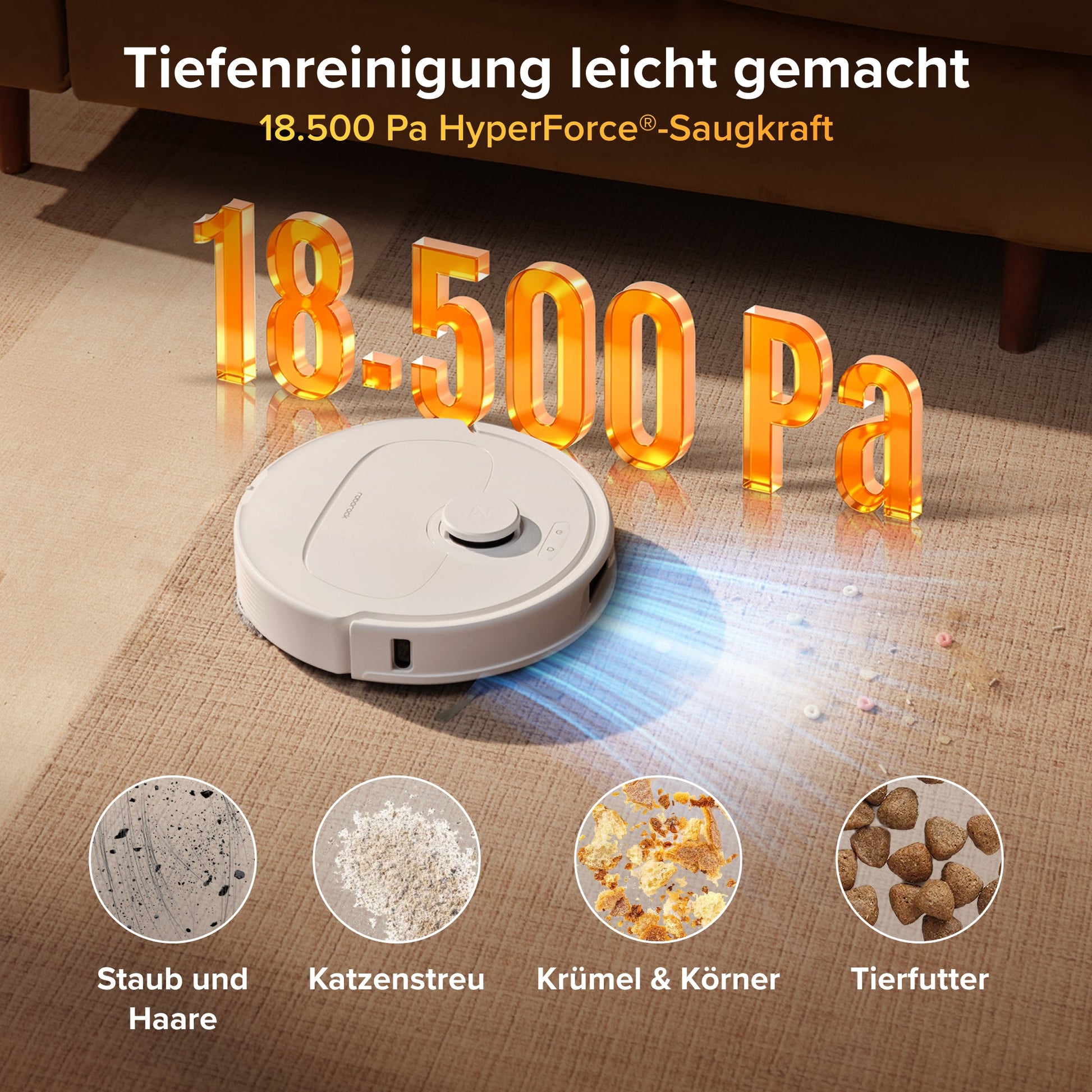 Roborock Qrevo S Pro Saug- und Wischroboter mit 18500 Pa Saugkraft und Multifunktions-Dockingstation