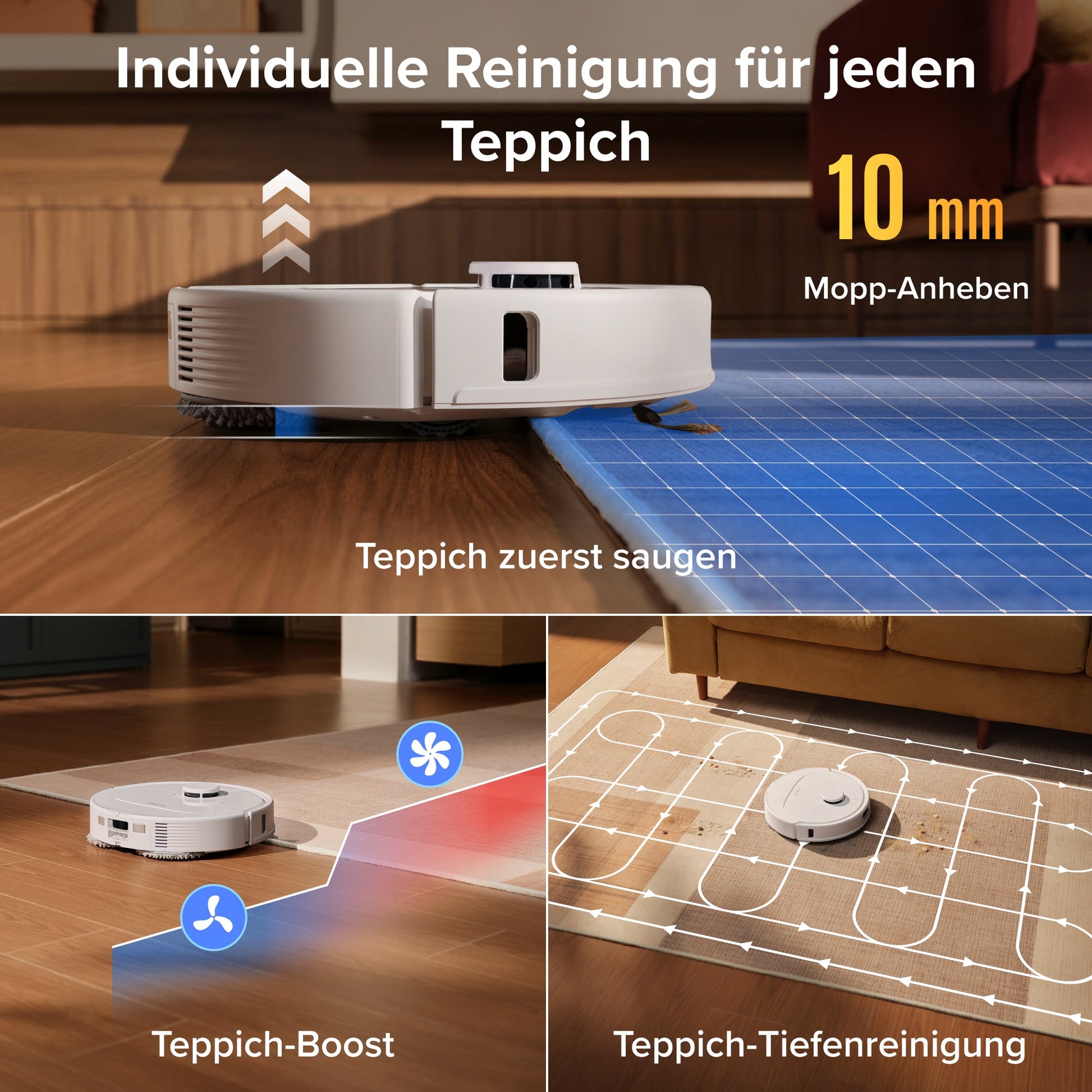 Roborock Qrevo S Pro Saug- und Wischroboter mit 18500 Pa Saugkraft und Multifunktions-Dockingstation