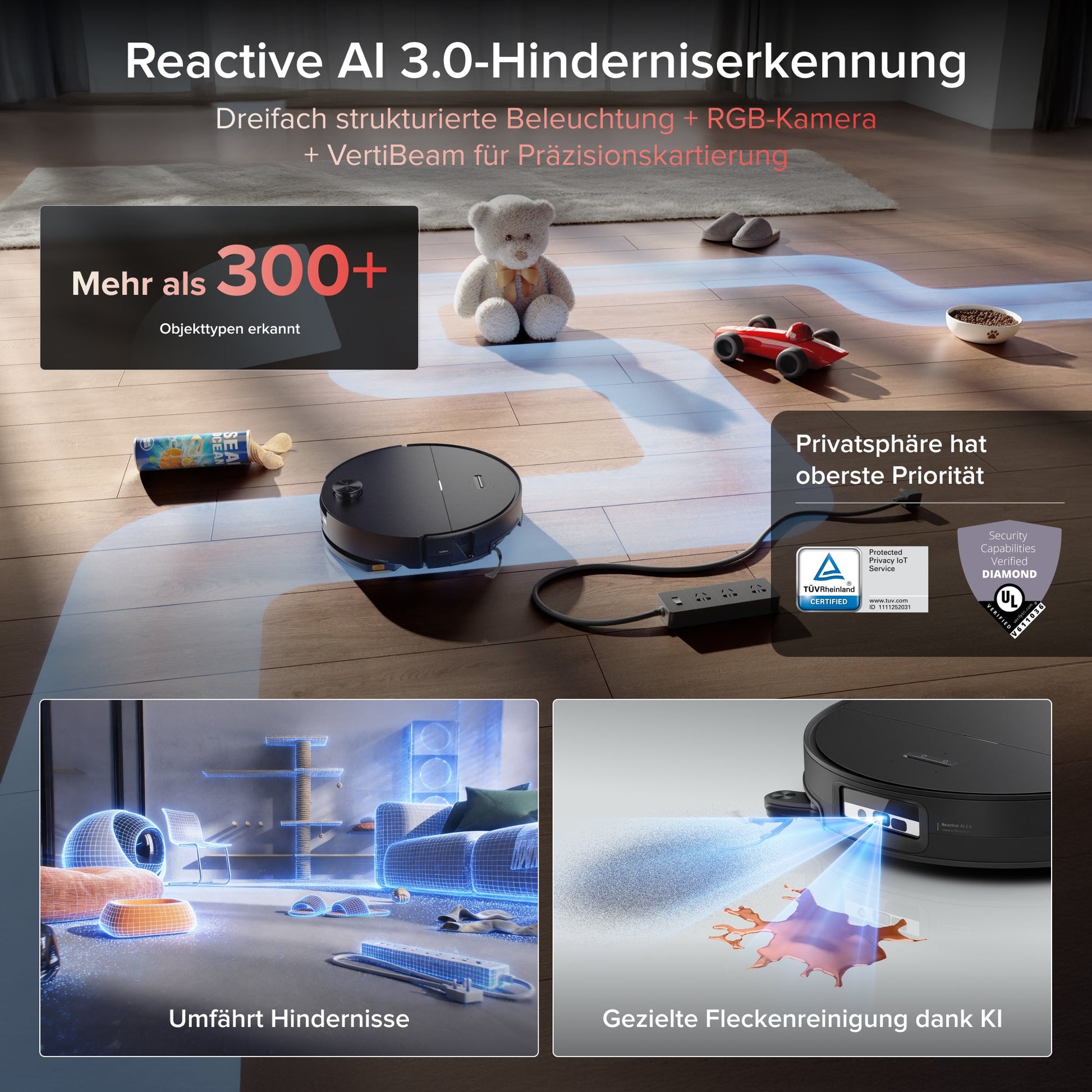 Roborock Saros 20 Sonic Saugroboter mit RockDock und intelligenter Wischfunktion
